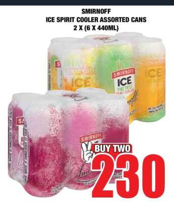 SMIRNOFF ICE SPIRIT COOLER ASSORTED CANS 2 X (6 X 440ML)