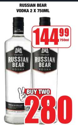 RUSSIAN BEAR Vodka 2 x 750ml