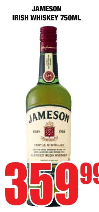JAMESON IRISH WHISKEY 750ML