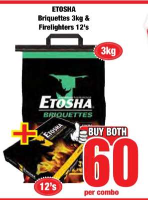 ETOSHA Briquettes 3kg & Firelighters 12's