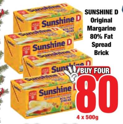 SUNSHINE D Original Margarine 80% Fat Spread Brick