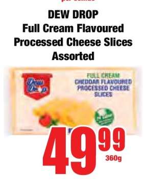 DEW DROP Full Cream Flavoured Processed Cheese Slices Assorted