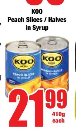 Koo Peach Slices/Halves in Syrup
