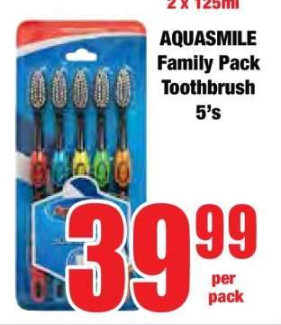 AQUASMILE Family Pack Toothbrush 5's
