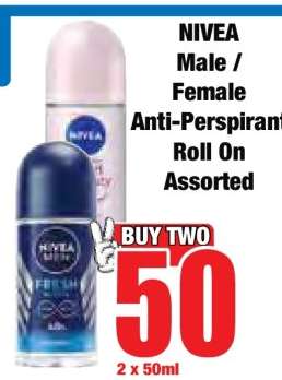 NIVEA Male / Female Anti-Perspirant Roll On Assorted