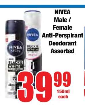 NIVEA Male / Female Anti-Perspirant Deodorant Assorted