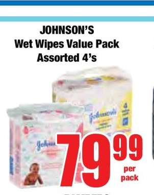 JOHNSON’S Wet Wipes Value Pack Assorted 4’s