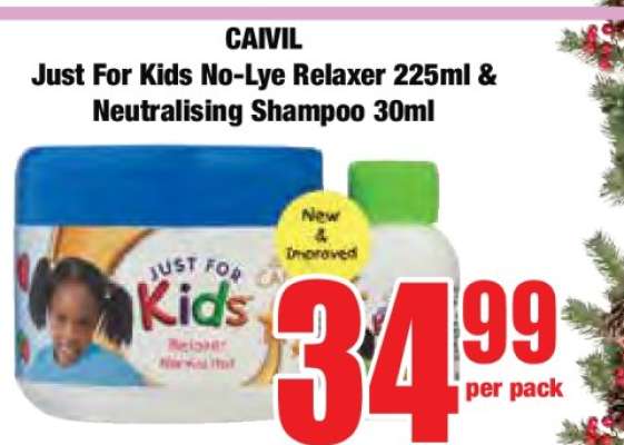 Just For Kids No-Lye Relaxer 225ml & Neutralising Shampoo 30ml