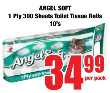ANGEL SOFT 1 Ply 300 Sheets Toilet Tissue Rolls 10's