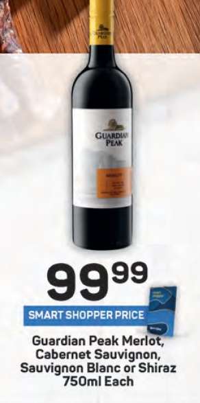 Guardian Peak Merlot, Cabernet Sauvignon, Sauvignon Blanc or Shiraz 750ml Each