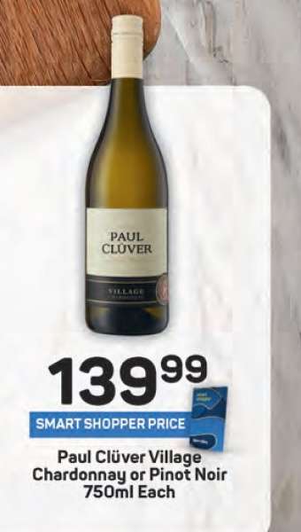 Paul Cluver Village Chardonnay or Pinot Noir 750ml Each
