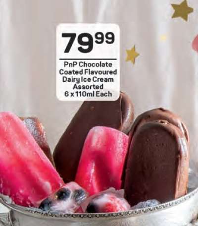 PnP Chocolate Coated Flavoured Dairy Ice Cream Assorted 6 x 110ml Each