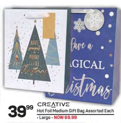 CREATIVE Hot Foil Medium Gift Bag Assorted Each