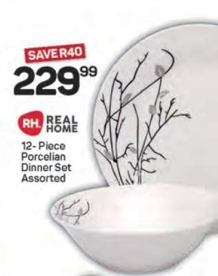 12-Piece Porcelain Dinner Set Assorted