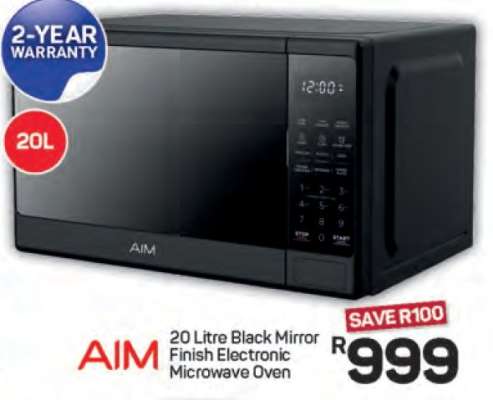 AIM 20 Litre Black Mirror Finish Electronic Microwave Oven
