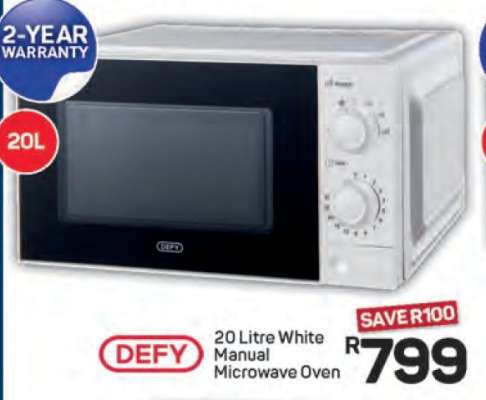 DEFY 20 Litre White Manual Microwave Oven