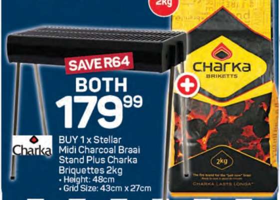 Stellar Midi Charcoal Braai Stand Plus Charka Briquettes