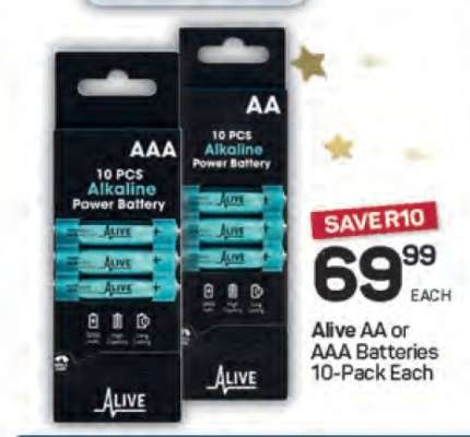 Alive AA or AAA Batteries 10-Pack Each
