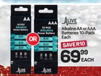 ALive Alkaline AA or AAA Batteries 10-Pack