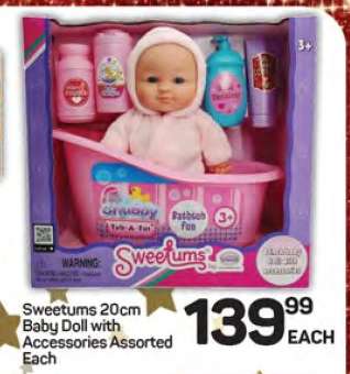 Sweetums 20cm Baby Doll with Accessories Assorted Each