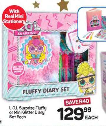 L.O.L Surprise Fluffy or Mini Glitter Diary Set Each