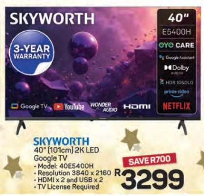 SKYWORTH 40" 2K LED Google TV