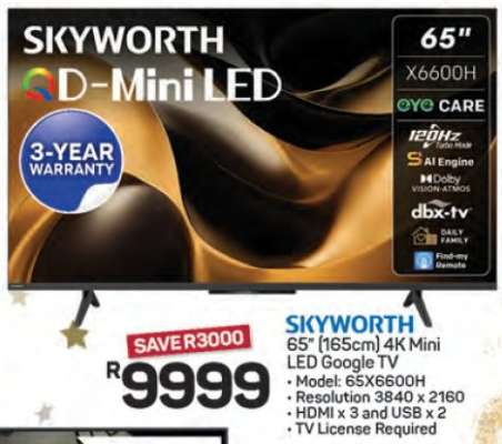 SKYWORTH 65" 4K Mini LED Google TV