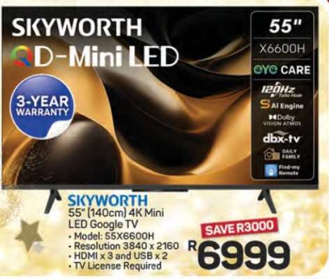 SKYWORTH 55'' 4K Mini LED Google TV