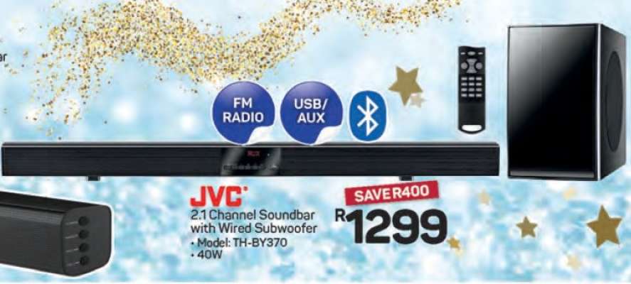 JVC 2.1 Channel Soundbar with Wired Subwoofer