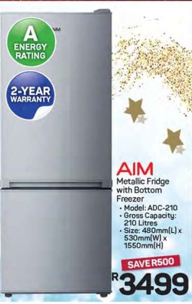 AIM Metallic Fridge with Bottom Freezer
