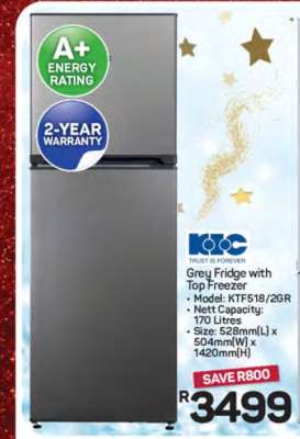 Grey Fridge with Top Freezer