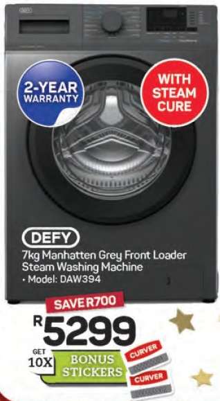 DEFY 7kg Manhattan Grey Front Loader Steam Washing Machine