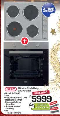 Defy Slimline Black Oven and Hob Set