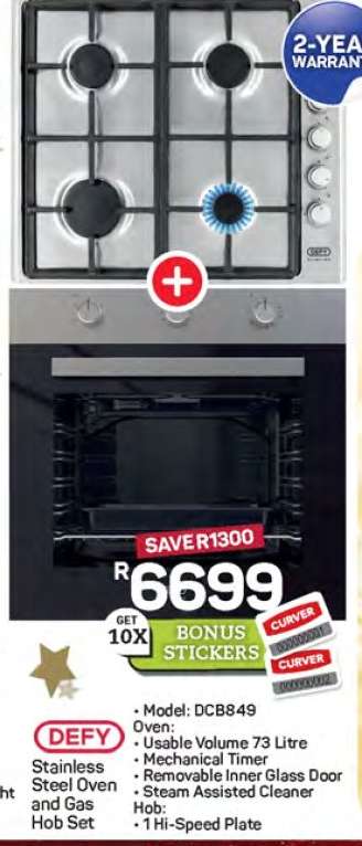 DEFY Stainless Steel Oven and Gas Hob Set