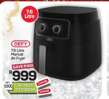 DEFY 7.6 Litre Manual Air Fryer