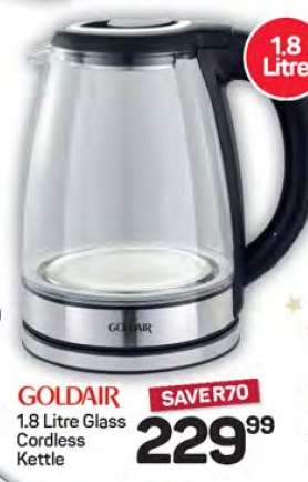 Goldair 1.8 Litre Glass Cordless Kettle
