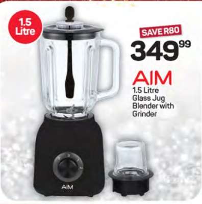 AIM 1.5 Litre Glass Jug Blender with Grinder