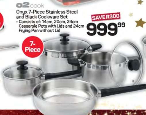Onyx 7-Piece Stainless Steel and Black Cookware Set