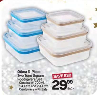 Otima 6-Piece Two Tone Square Foodsavers Set