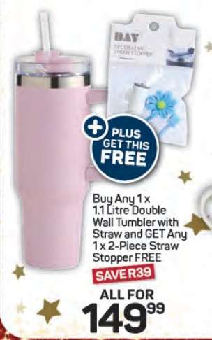 1.1 Litre Double Wall Tumbler with Straw