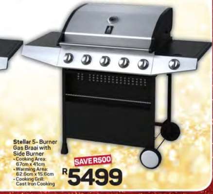 Stellar 5-Burner Gas Braai with Side Burner