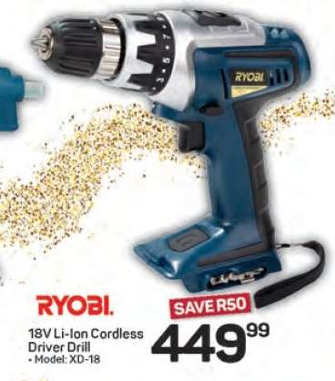 RYOBI 18V Li-Ion Cordless Driver Drill