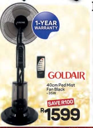 Goldair 40cm Ped Mist Fan Black