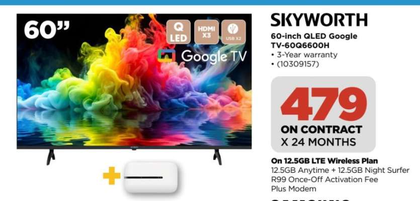 SKYWORTH 60-inch QLED Google TV-60Q6600H