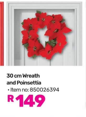 30 cm Wreath and Poinsettia