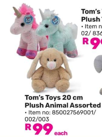Tom's Toys 20 cm Plush Animal Assorted