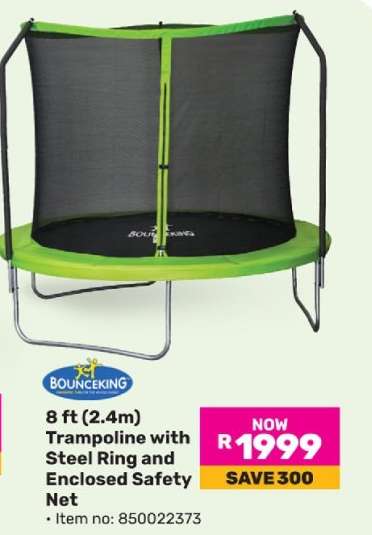 8 ft (2.4m) Trampoline with Steel Ring and Enclosed Safety Net