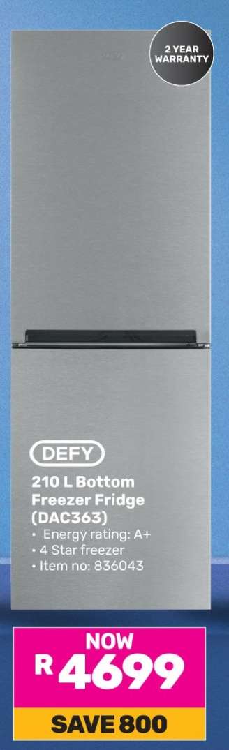 DEFY 210 L Bottom Freezer Fridge (DAC365)