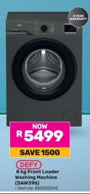 Defy 8 kg Front Loader Washing Machine (DAW396)