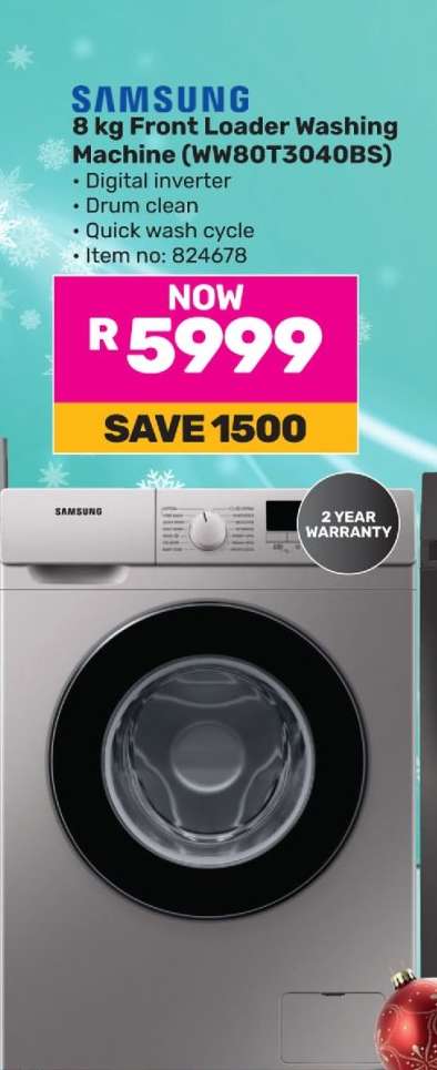 Samsung 8 kg Front Loader Washing Machine (WW80T3040BS)